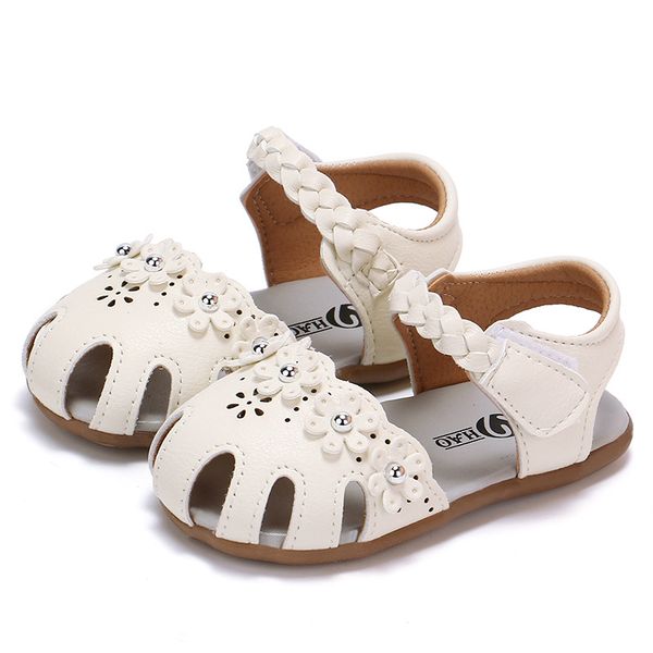 

fashion summer baby girls princess shoes casual flower with beaded soft children's covered-toes flats kids toddler shoes