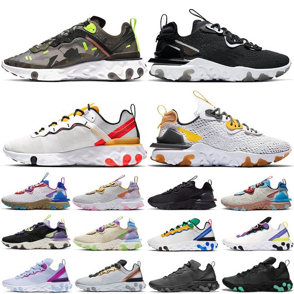 

2020 new vision react element 55 87 men running shoes for women black iridescent tour yellow sneakers sports trainer 55s sneakers 36-45