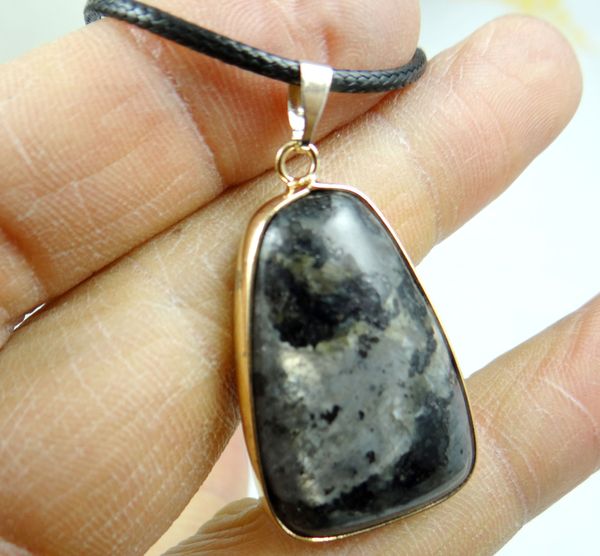 

натуральный камень лабрадорит подвески камень капли воды ожерелья кулон кожаные цепочки для изготовления ювелирных изделий ожерелья, Silver