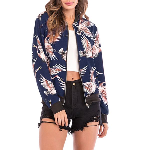 

boho retro floral bomber jacket flowers women's coat long sleeve fashion ladies outdoor zip up biker outwear, Black;brown