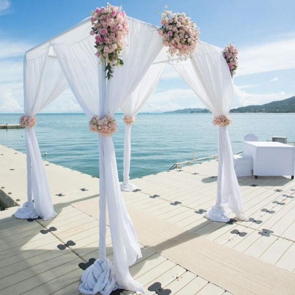 

5m/10m*1.35m table runner organza table swag sheer scarf valance er for wedding backdrop party stair bow decorations b02