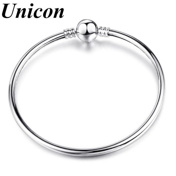 

unicon round clasp silver plated bracelet & bangles fits original pan charm bracelet for women diy jewelry making, Black