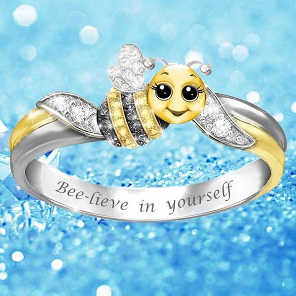 

women two-color cartoon animal ring european and american style valentines day party jewelry bmf88, Golden;silver