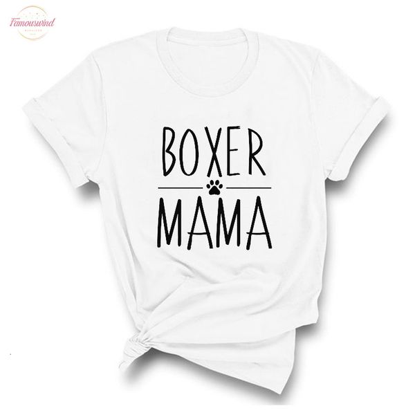 

boxer mama tshirt boxer dog mom life letters printed t shirt women o neck casual cotton funny animal lover t shirt, White
