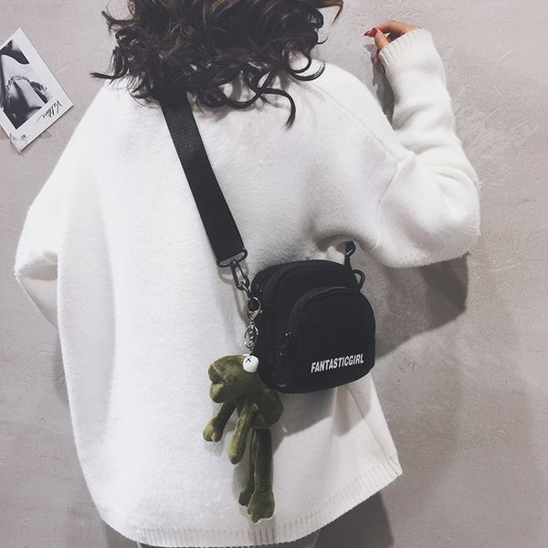 

canvas bag new women's bag 2019 simple letters casual small square girl shoulder messenger tide