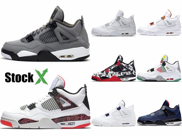 

2020 pure money 4 iv mens basketball shoes white pures men outdoor 4s sports shoes training athletic sneakers size 8-13 #185