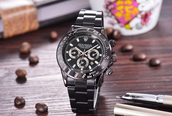 

6relogio masculino мужские часы роскошные wist мода черный циферблат с календарем Bracklet скла
