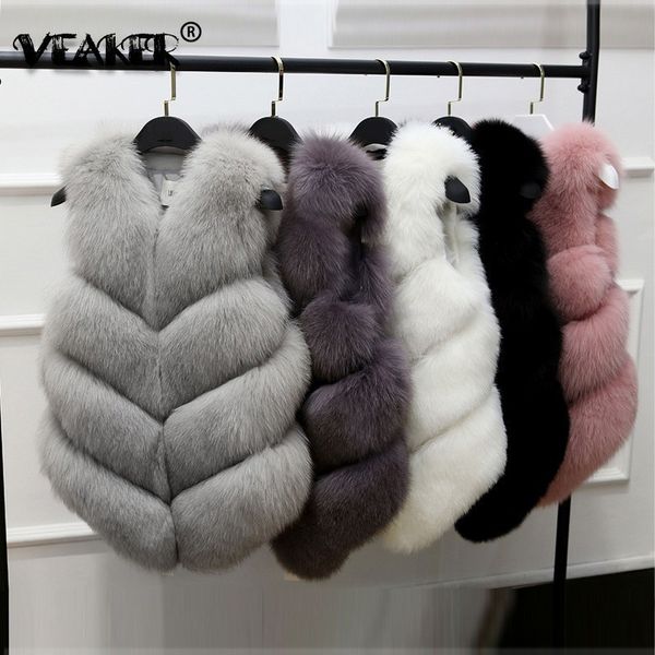 

2018 faux fur coat vest jacket women winter warm waistcoats female sleeveless slim fit autumn women's fur coats vest for ladies, Black