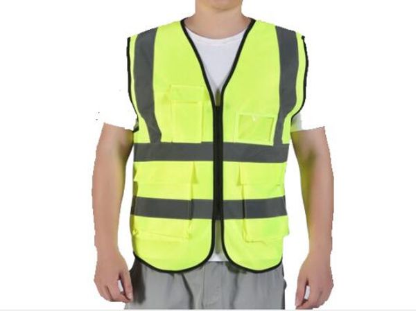 

yellow vest gilet jaune mens womens panelled multiple pockets design vests night traffic construction zipper reflective vests, Black;white