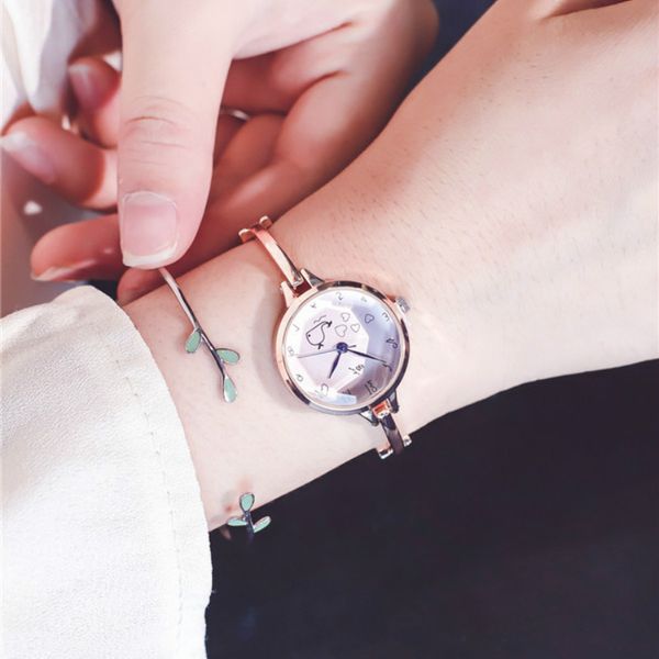 

2020 new fashion tide ladies watches women girls femmes montres female bracelet watch clock, Slivery;brown