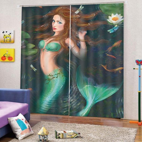 

new custom children's room cute cartoon boy girl bedroom mermaid curtains