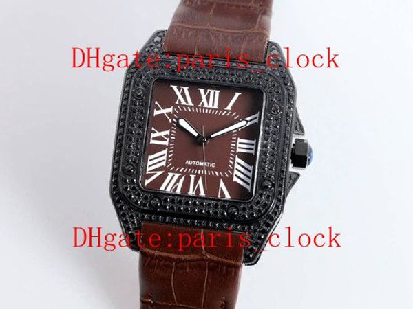 

sf style 100th anniversary diamond series cal.2813 automatic movement mineral wear-resistant mirror glass, cowhide strap double snap watch, Slivery;brown