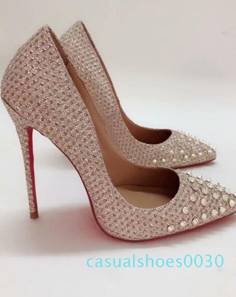 

2019 new fashion heels rivets luxury designer red bottom bottoms high heels heel black silver wedding pumps women womens shoes c30
