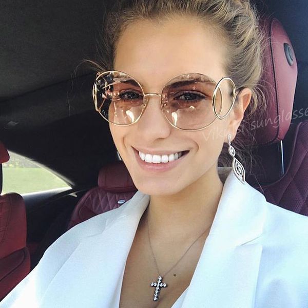 

2017 new oversized gradient round sunglasses women men fashion brand vintage clear glasses girl female big frame shades, White;black