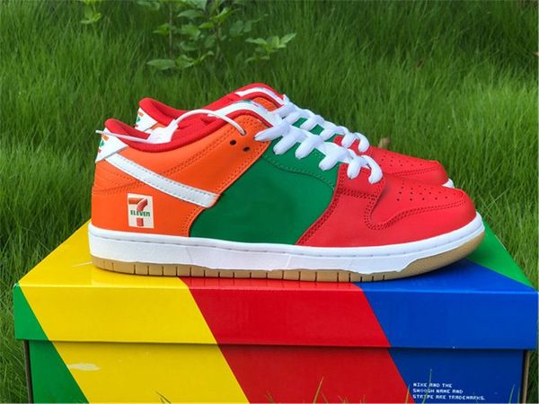 

2020 new dunk low sb 7-eleven sports red, green, and orange men women running shoes sports casual sneakers with original box