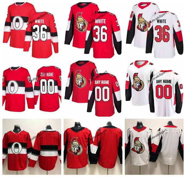 

2019 colin white ottawa senators hockey jerseys 100th classic mens custom name home red #36 colin white stitched hockey shirts, Black;red