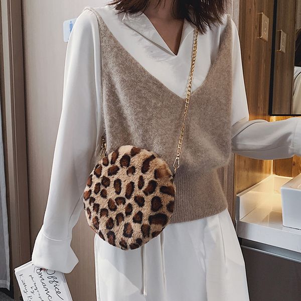 

women's plush round shoulder bags fashion wild ladies solid color messenger bag new girls cute ear crossbody bag bolsa feminina