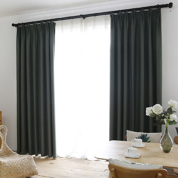 

faux linen 70%-85% shading custom made insulating modern style solid color blackout curtain for living room window decoration