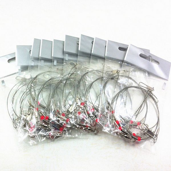 

new 5/10/20pcs/pack arms stainless steel fishing wire leader arms with rigs swivels snap 2 arm fishing tackle tool