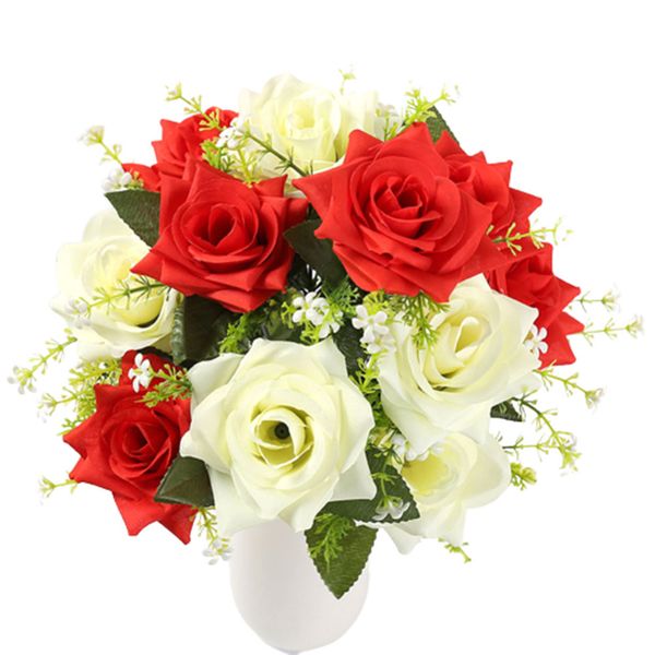

silk rose simulation garden living room home artificial flowers anniversary table wedding decoration crafts 12 head desktop