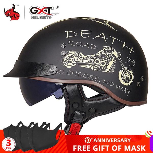 

gxt dot certification retro motorcycle helmet moto helmet scooter vintage half face biker motorbike crash moto casco