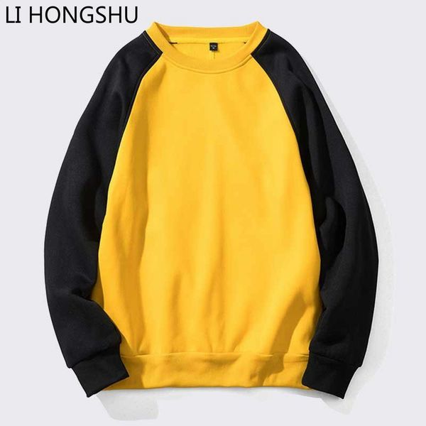 

2018 new streetwear splicing raglan sleeve sweatshirt men loose style casual men sweatshirt warm fleece mens hoodies eu size, Black