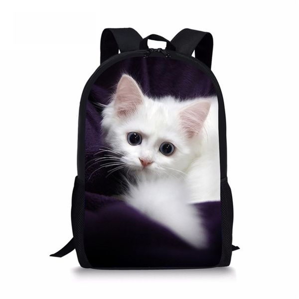 

thikin 2019 new adorable kitten cat school bags for teenage girls backpack student bookbag kawaii purple rucksack mochila