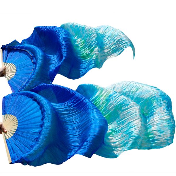 

180 *90 cm women costume bamboo long silk fans veils silk fan handmade colorful belly dance fan royal blue+mixed colors, Black;red