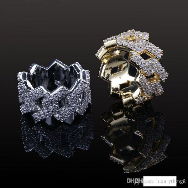 

gold star hip hop jewelry mens ring ice out cubic zircon personality gold silver ring for women, Golden;silver