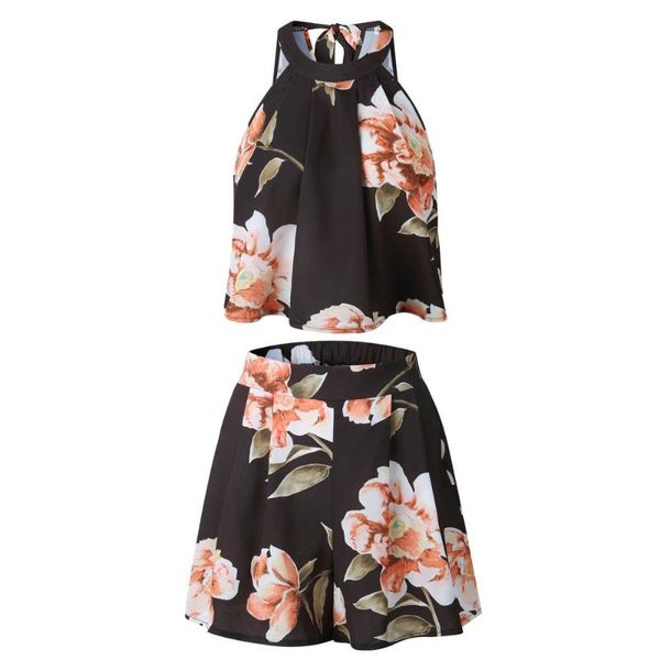 

jaycosin женские наборы 2020 цветочный летний пляж жилет рубашка топы mujer шорты брюки летняя одежда для женщин повседневные шорты mar, White