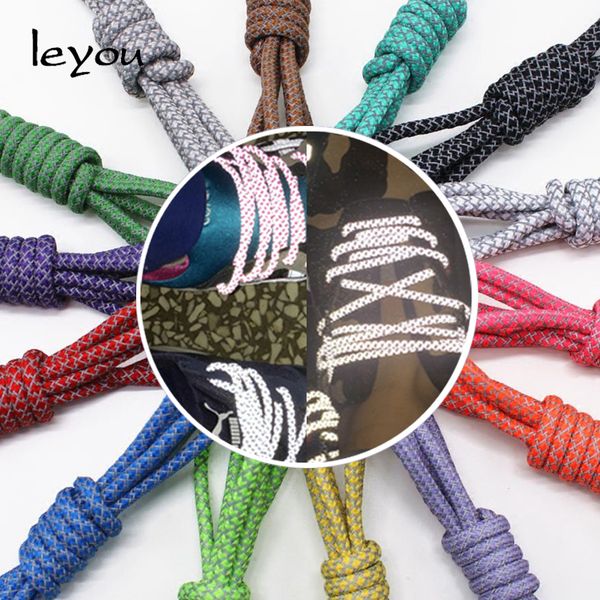 

leyou 100-160cm fluorescent sneaker shoestrings sport shoelaces 3m reflective round rope shoe laces light shoelaces led, Black