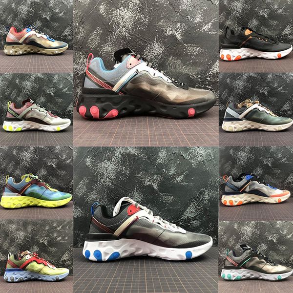 

men react element 87 luxury running shoes anthracite light bone blue triple black white mens women fashion designer shoes