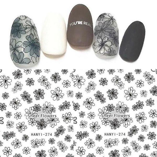 Sheers Flowers Liner Nail Art Sticker Decals 3D DIY Dekoration Tipps Gel Polish #765