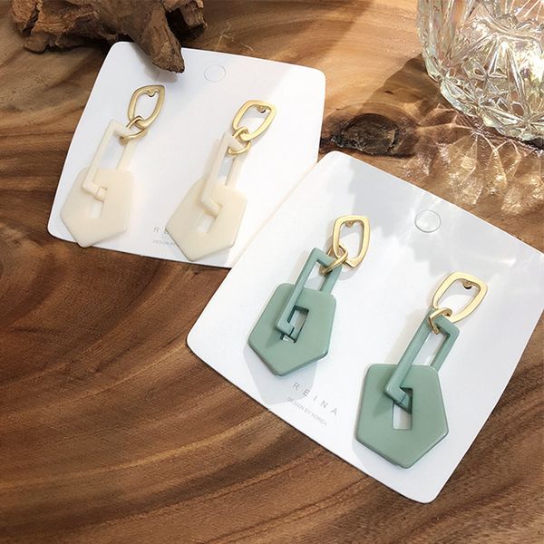 

new design irregular geometric acrylic long big dangle earrings for women white green long exquisite jewelry pendient, Silver