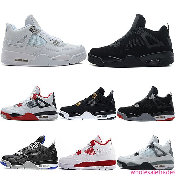 

mens 4 4s basketball shoes bred fire red pure money royalty men sports military blue trainer sneakers size 41-47