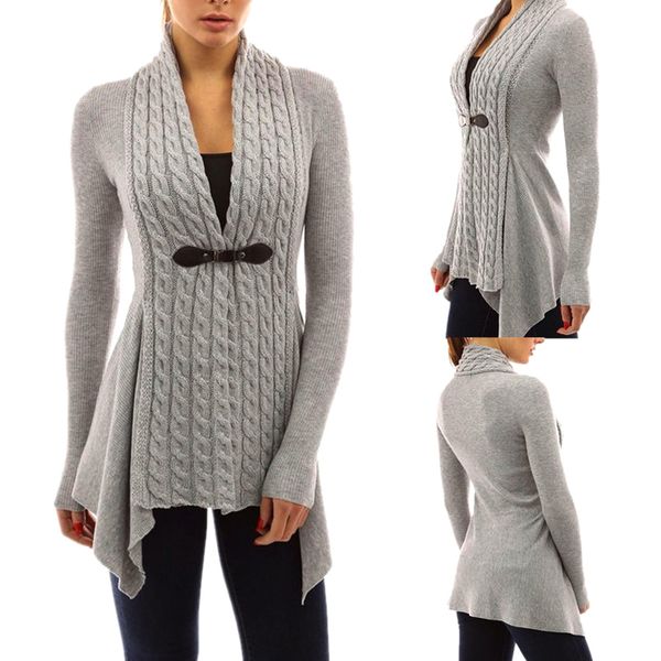 

1 pcs women lady cardigan sweater v neck long sleeve solid color fashion clothing nfe99, White