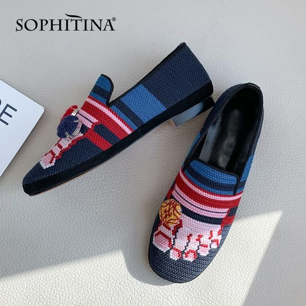 

sophitina special design flats more style fashion embroidery mixed colors casual comfortable shoes handmade women's flats po406, Black