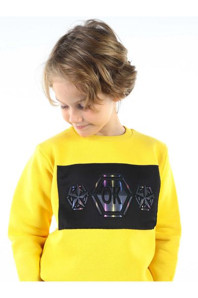 

yellow winter male child sweatshirt, Black