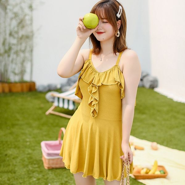 

2020 women's sling sling solid color one-piece swimsuit large size slim back swimsuit, White;black