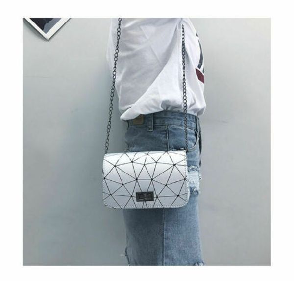 

2019 new fashion women's bags shoulder chain bags geometry plaid purse messenger cross body travel bag