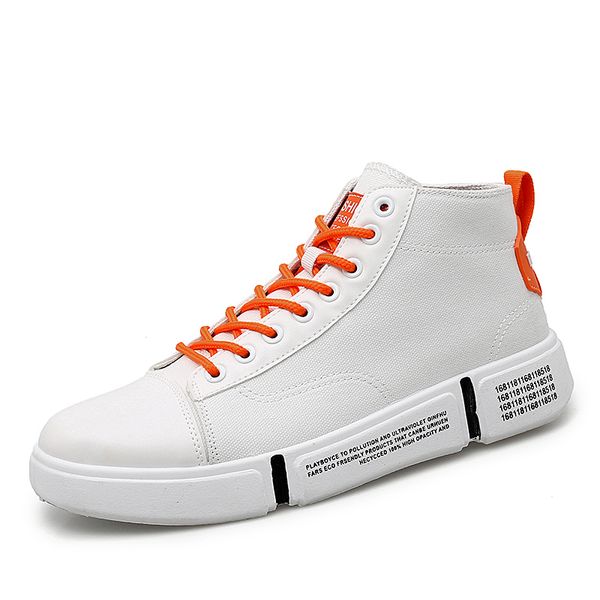 

high women canvas sneakers fashion couple white shoes comfortable lace-up vulcanized shoes men outdoor walking footwear, Black