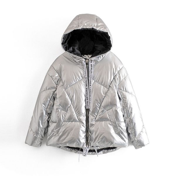 

women solid warm thick hooded zipper loose casual padded jackets famale 2019 winter fashion street outwear vogue coats parka, Black