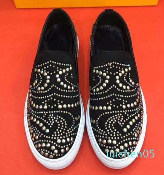 

designer sneakers men shoes star gold rivets monster eyes yellow box mens designer loafers tripler safety cool barber shoe platform al05, Black