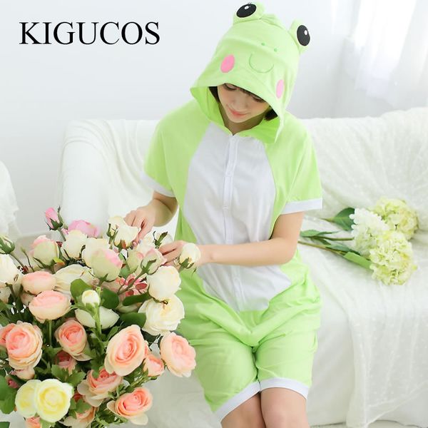 

kigucos lovely frog spring sleepwear short sleeve all in one women summer animal onesies with zipper pijama, Blue;gray