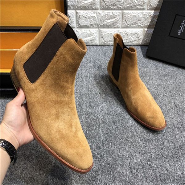 

men retro old sleeve suede boots pleated slip on flock male casual boot four seasons wild sports shoes women's sneakers large size:13 a, Black