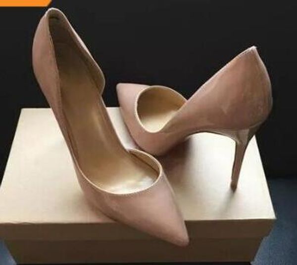 

brand design women pointed toe pumps patent leather 12cm high heels women cut-outs red bottom shoes ladies wedding party single shoes, Black