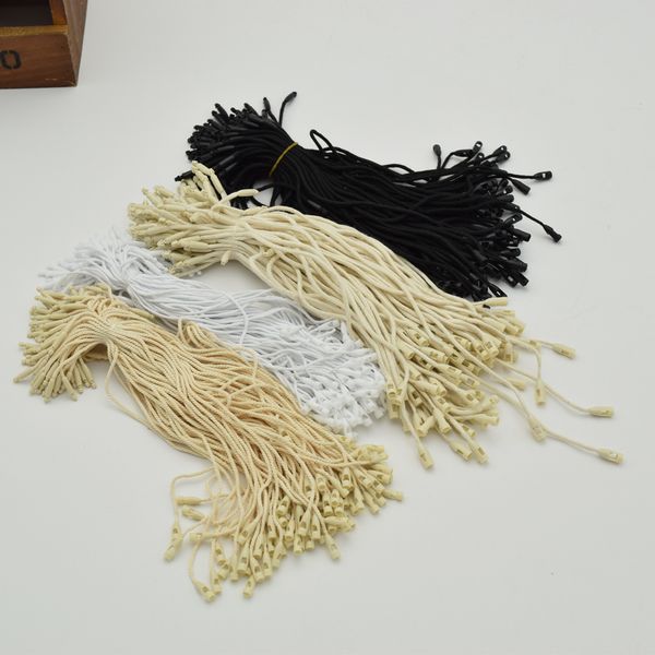 

980pcs/lot good quality cotton clothes garment hang tag string snap lock pin loop fastener ties for product tags, Black;white