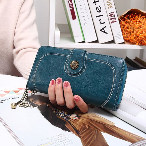 

2020 designer handbag long wallet clutch lady fashion magnetic buckle leather clutch