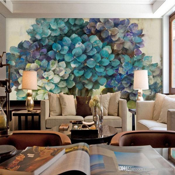 

new products 3d custom p wall murals living room bedroom tv wall abstract art blue trees