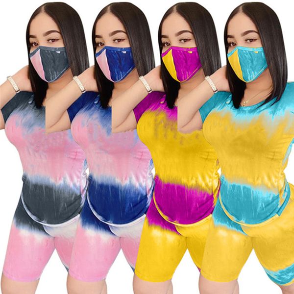 

women gradient color tracksuit casual two piece set short sleeve tshirtmini shorts letter outfits summer clothing sports jogger suit 3194, White